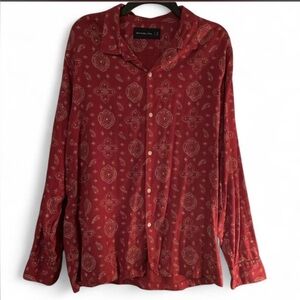 Abercrombie and Fitch Red and White Button Down Size XL